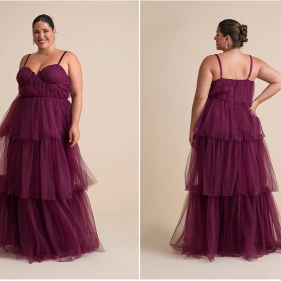 LULU's Prom Wedding Boho Sexy Flowy Elegant Tiered Ruffles Tulle Chic Dress - Picture 4 of 8